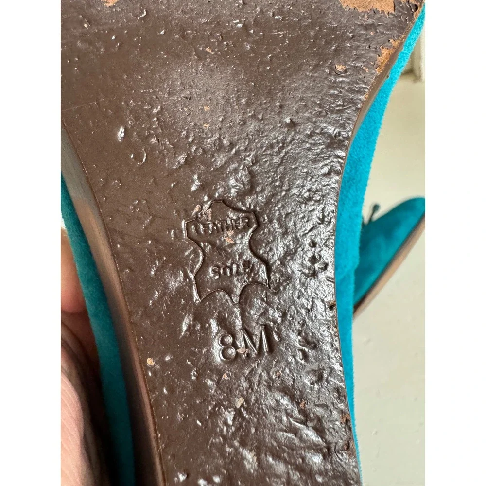 Tory Burch‎ Chelsea teal blue suede wedges size 8